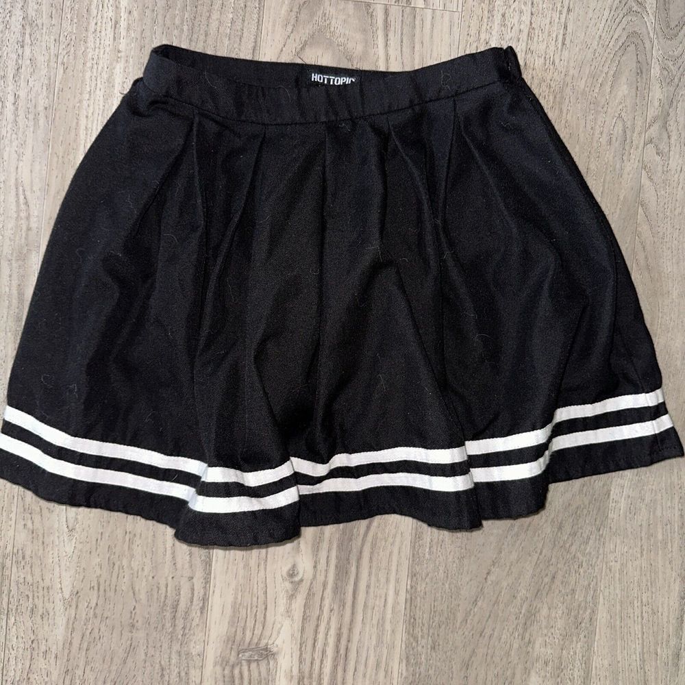 Hot Topic Black White Pleated Skater Mini Micro Skirt Side Zip Short Skirt Small